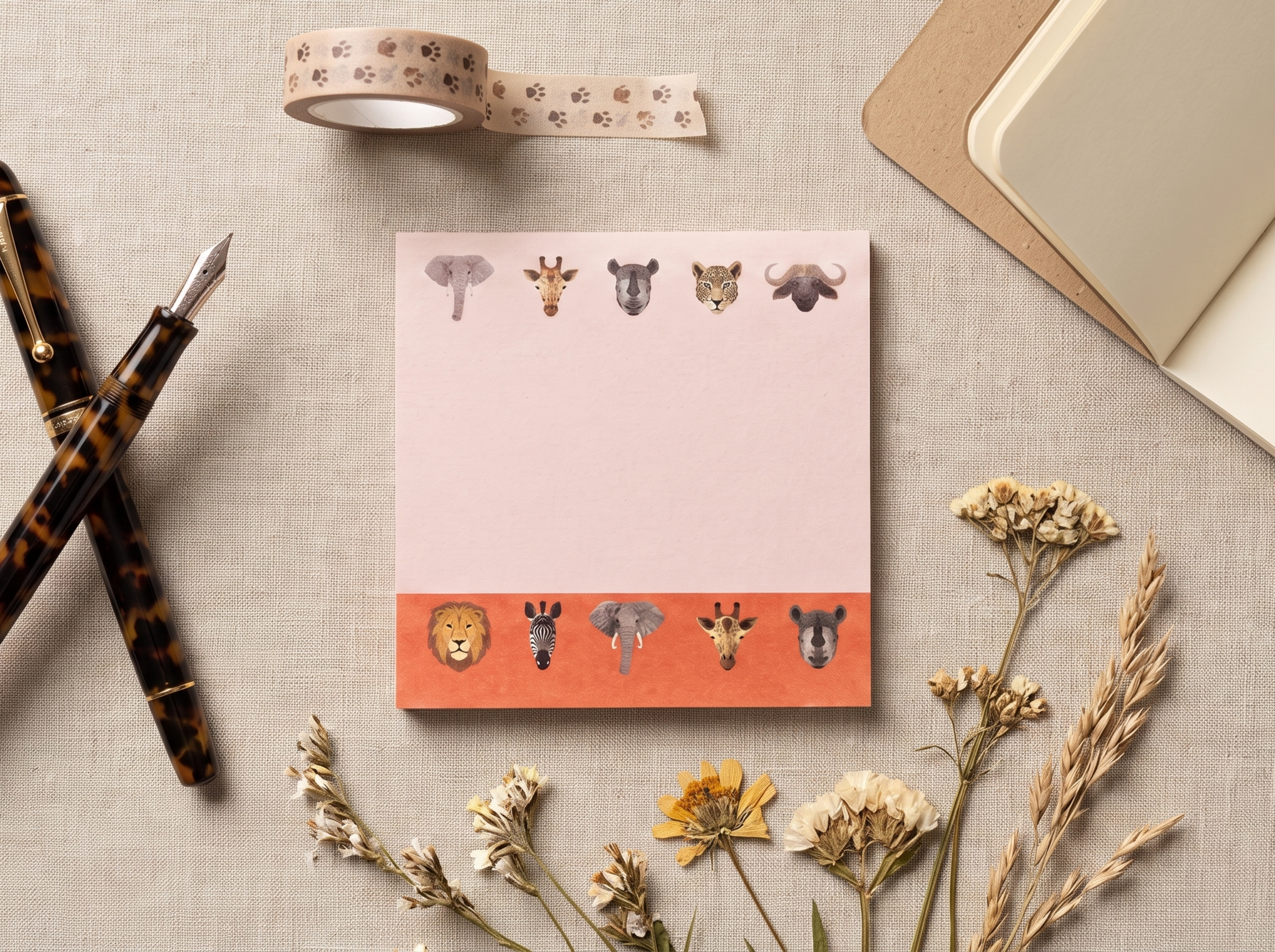 Safari Animal Faces Safari Sticky Notes - Wildlife Memo Pad
