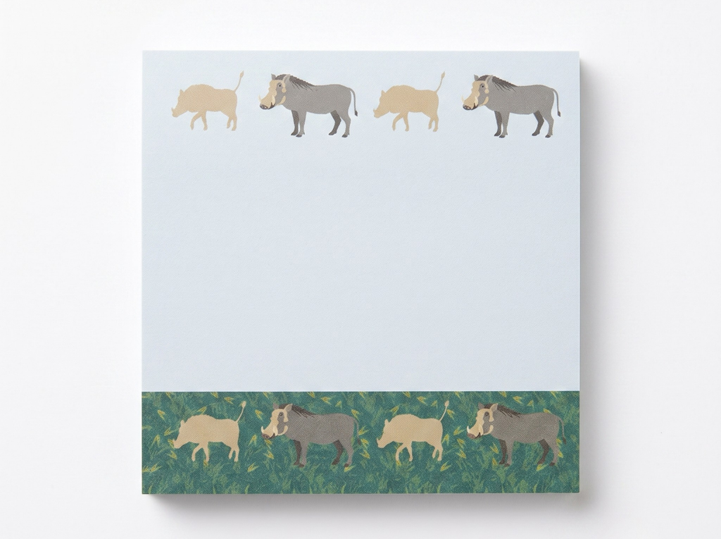 Warthog Safari Sticky Notes - Wildlife Memo Pad