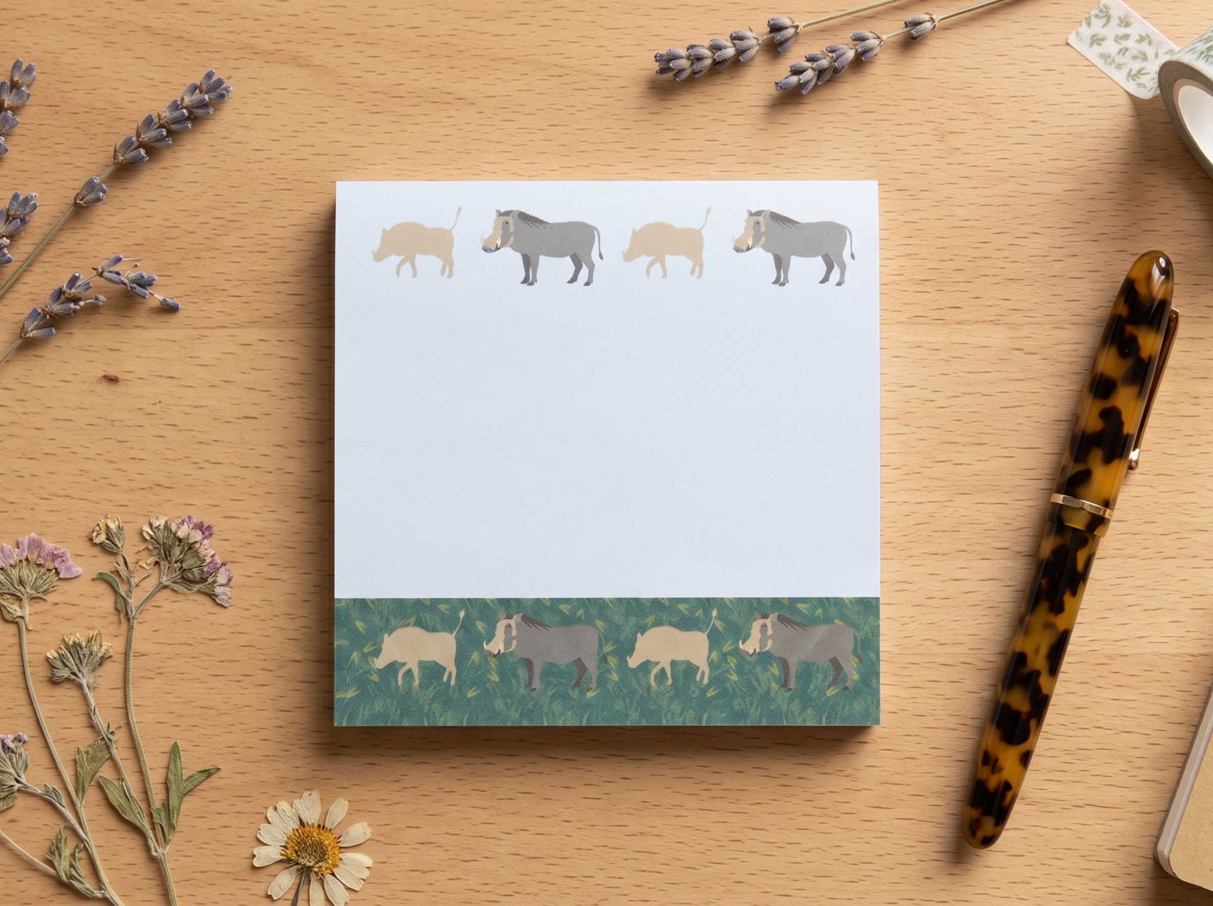 Warthog Safari Sticky Notes - Wildlife Memo Pad
