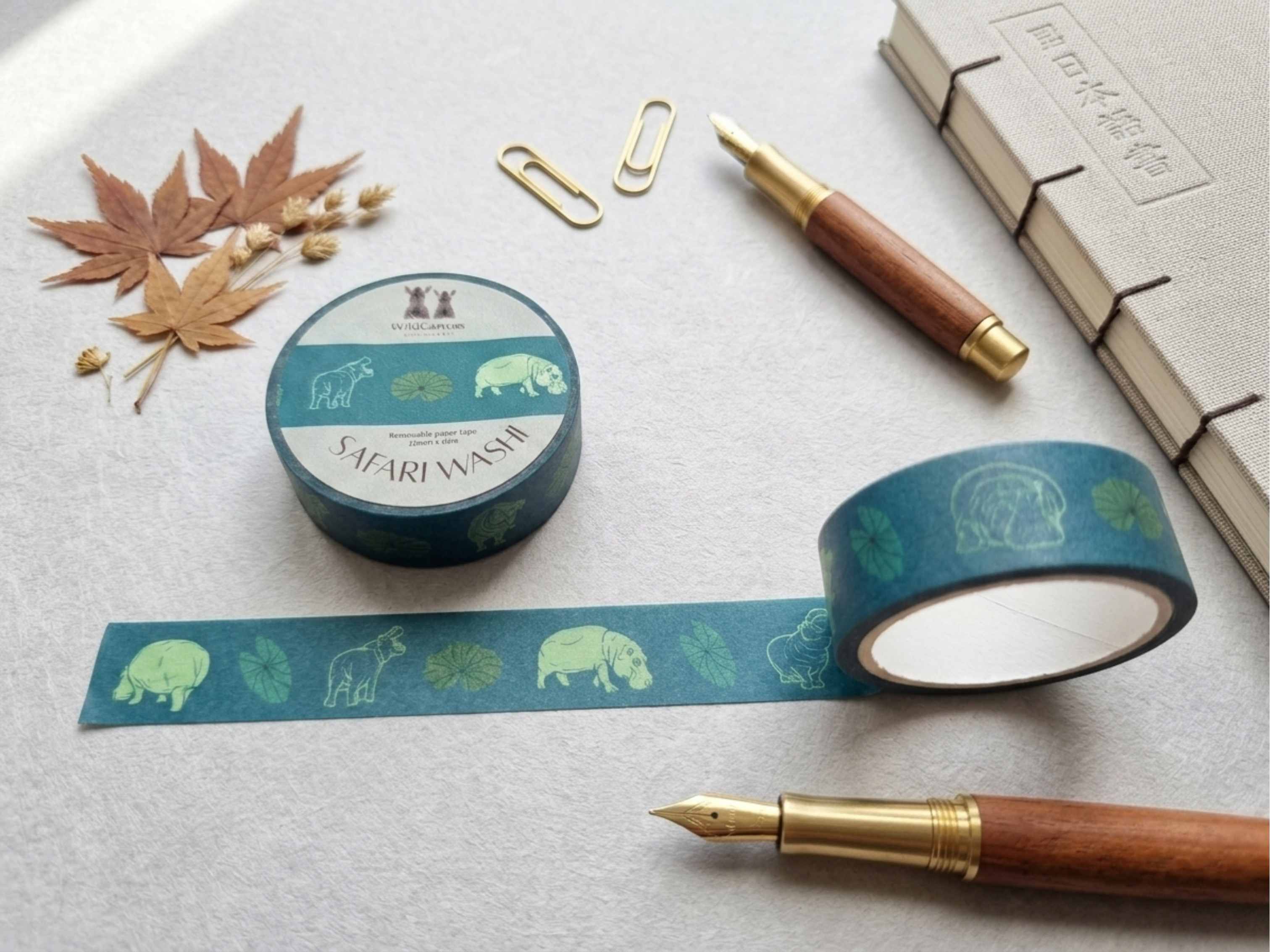 Safari Washi Tape Hippo - Wildlife Craft Tape