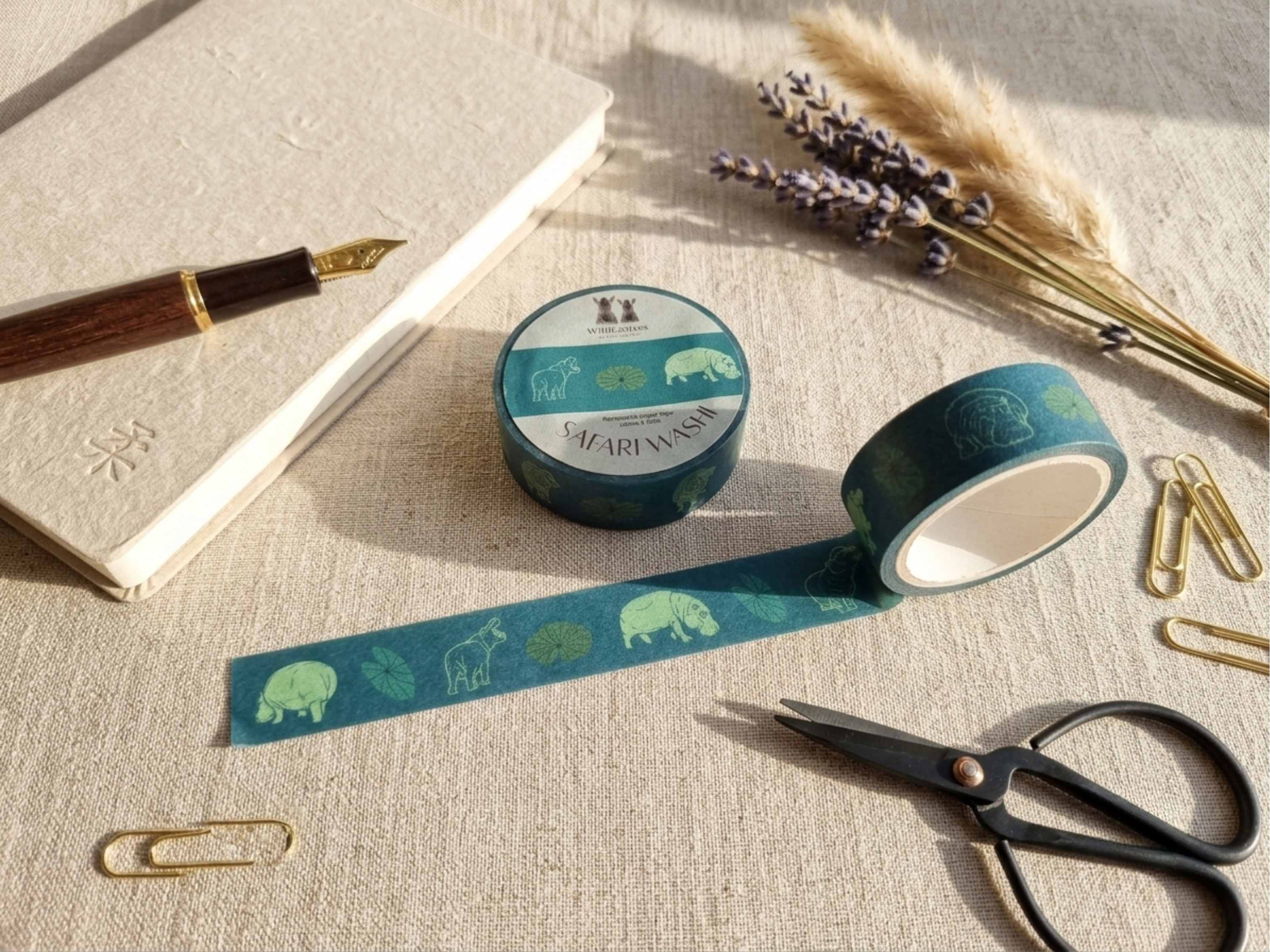 Safari Washi Tape Hippo - Wildlife Craft Tape