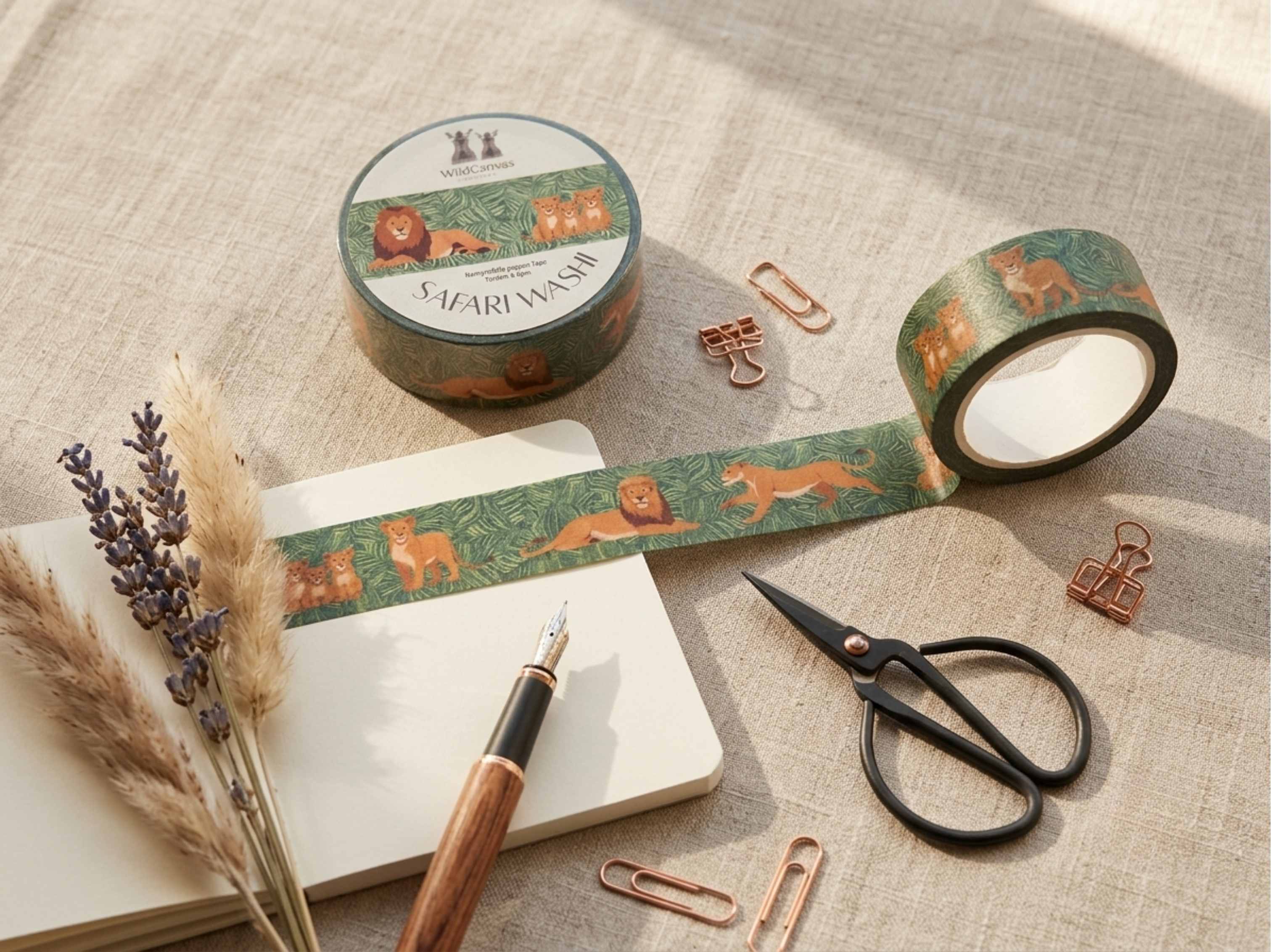 Safari Washi Tape Lion - Wildlife Craft Tape