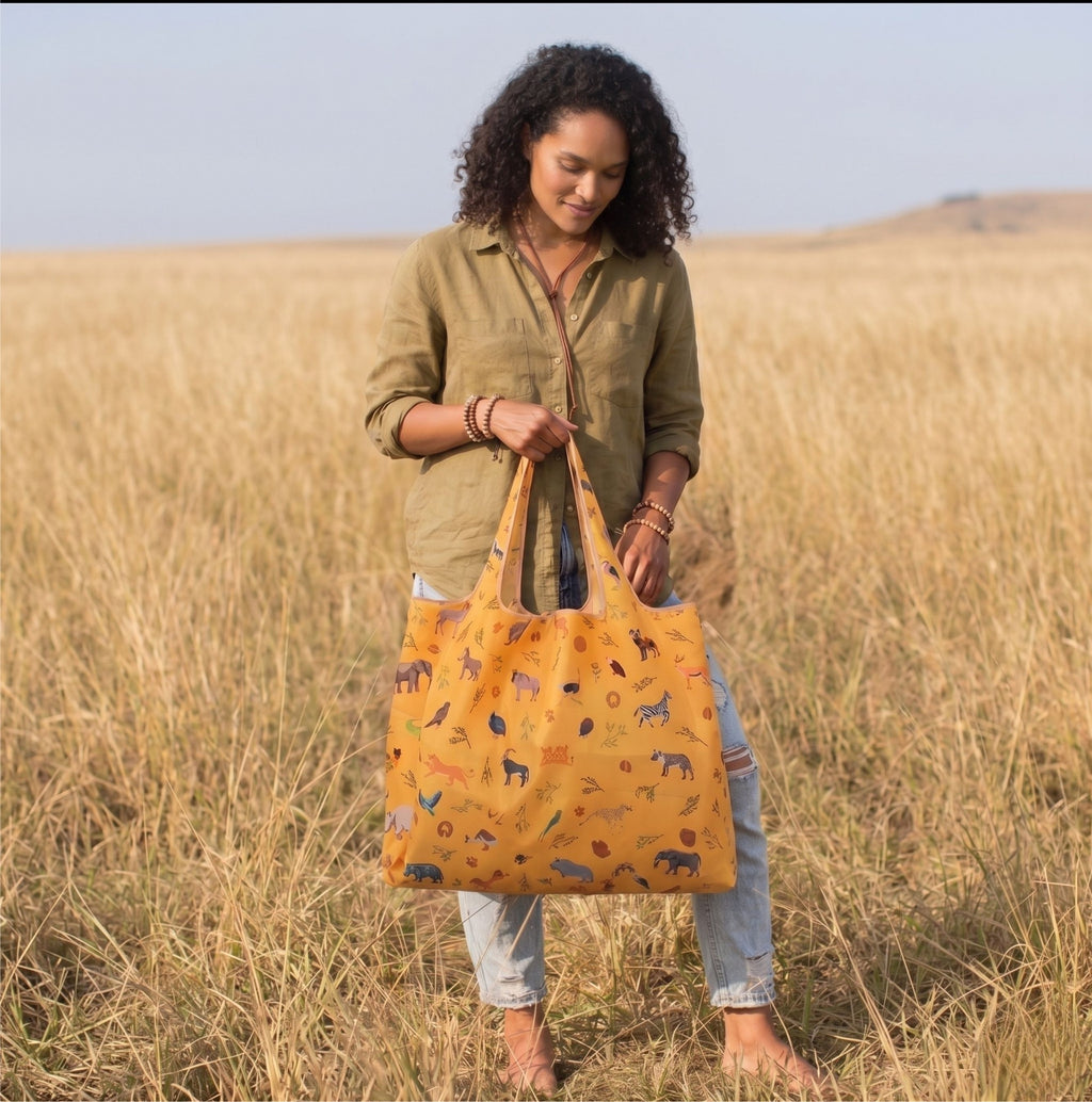Mara Safari Reusable Shopping Bag - Ultralight Ripstop Tote