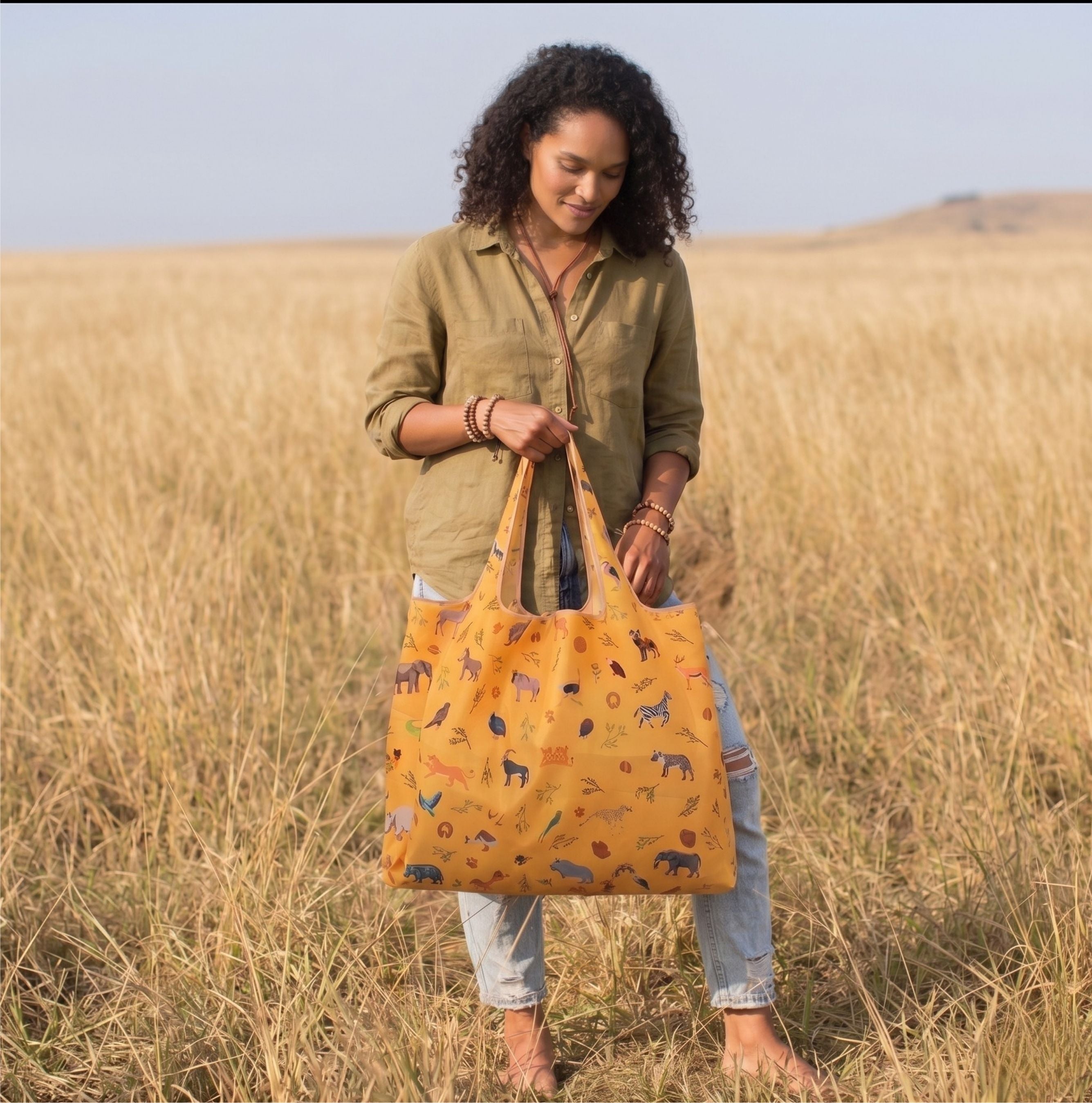 Mara Safari Reusable Shopping Bag - Recycled Ripstop Tote