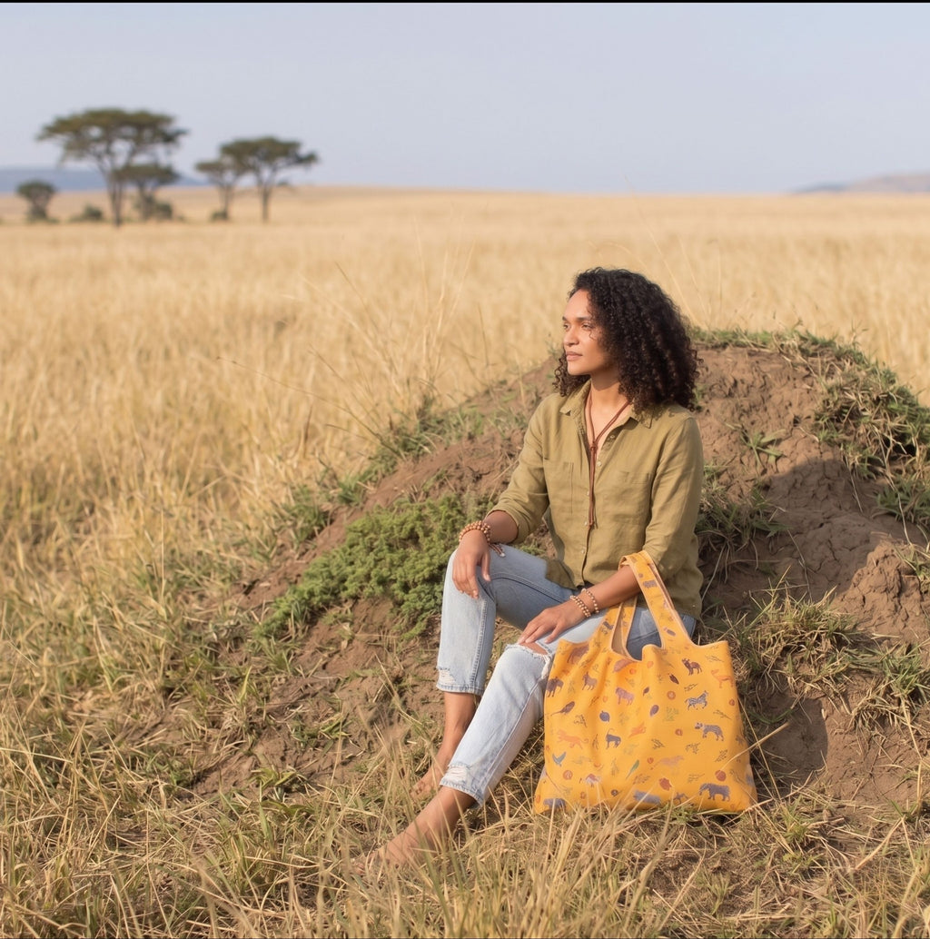 Mara Safari Reusable Shopping Bag - Ultralight Ripstop Tote