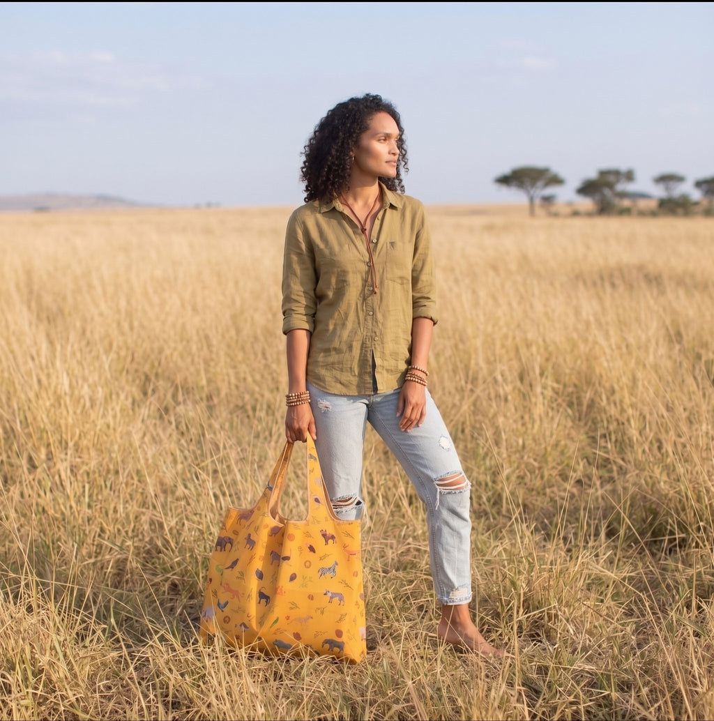 Mara Safari Reusable Shopping Bag - Ultralight Ripstop Tote