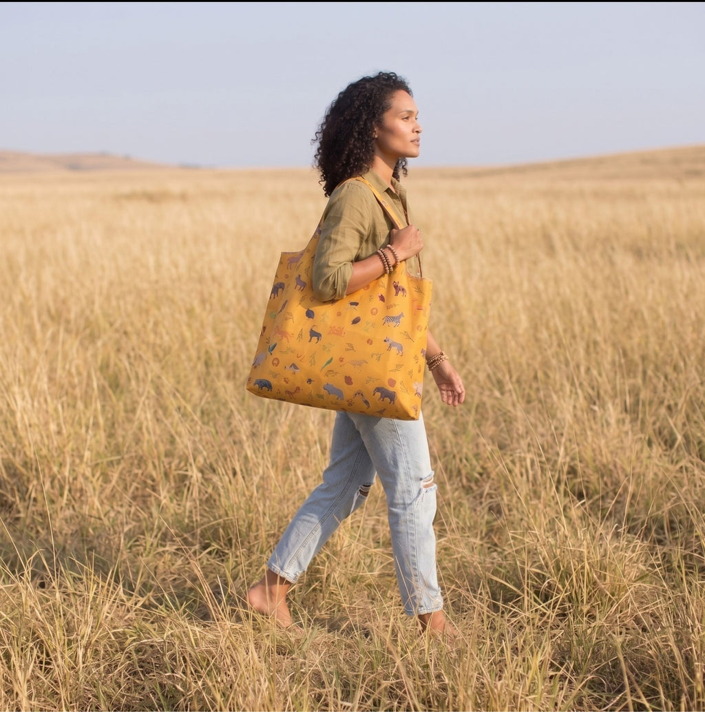 Mara Safari Reusable Shopping Bag - Ultralight Ripstop Tote